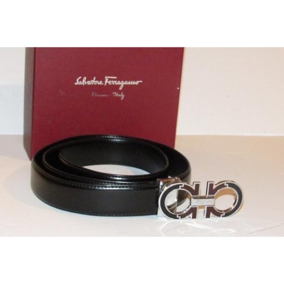 Salvatore Ferragamo Black Brown Chrome Belt main image 8